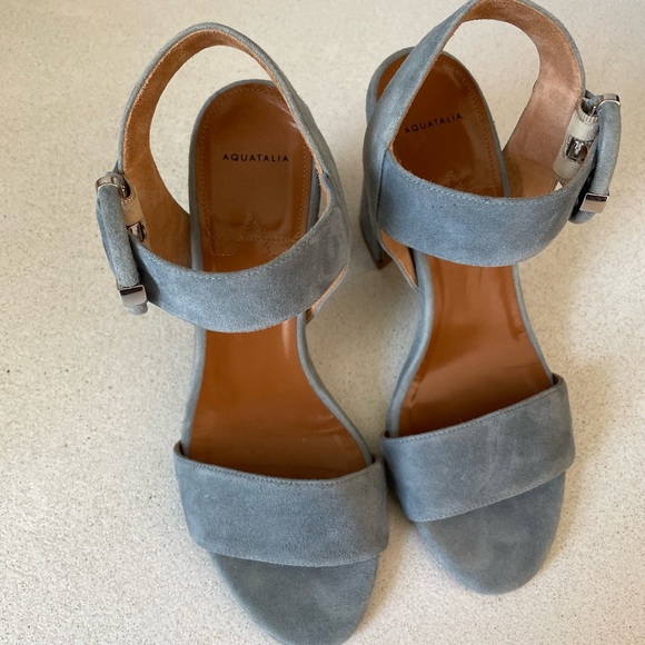 Aquatalia Blue Suede Heeled Sandals - Picture 2 of 3